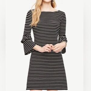 Ann Taylor Knot Striped Flare Sleeve Dress